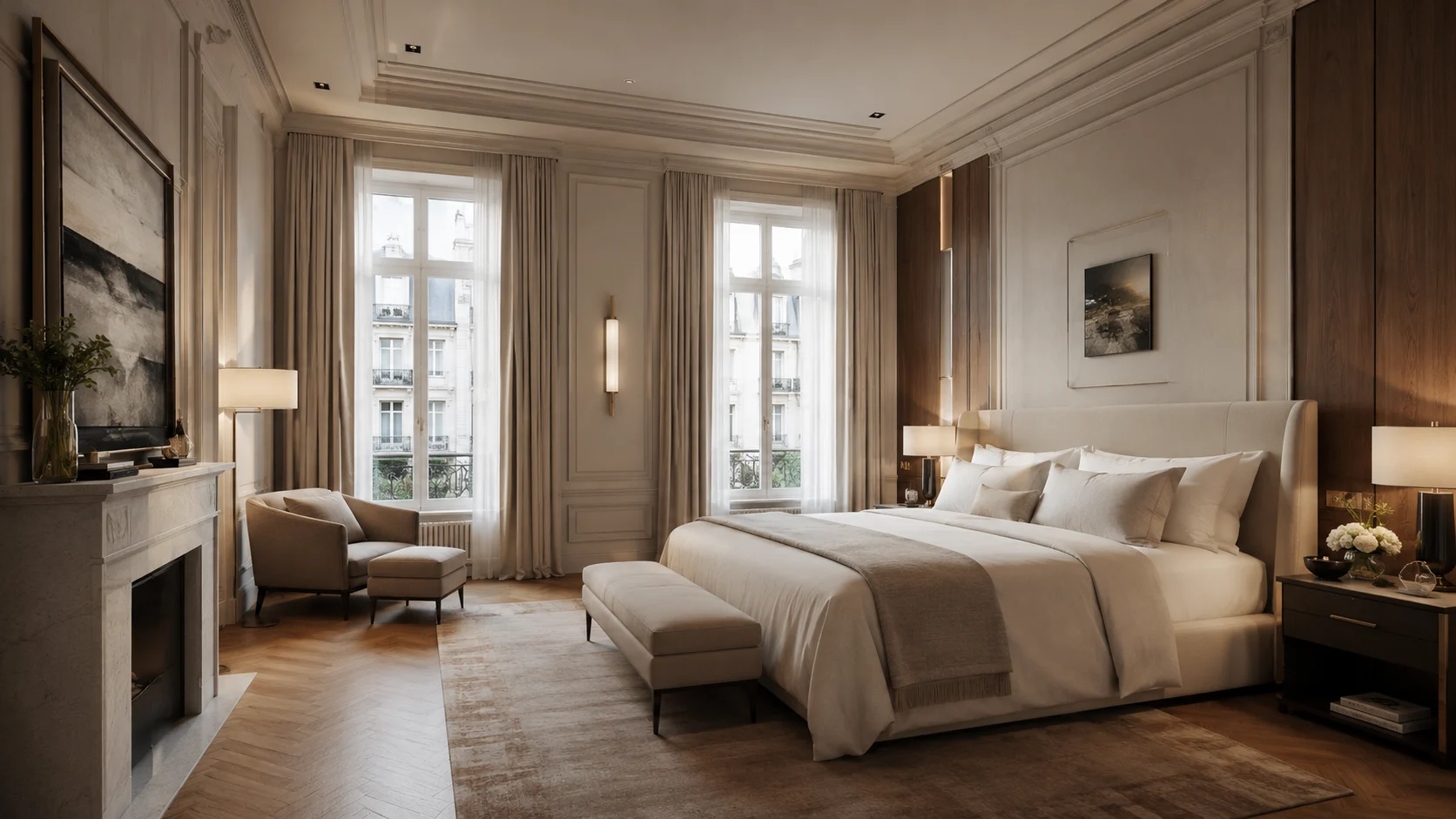 Off-market suite bedroom in a classic Madrid residence