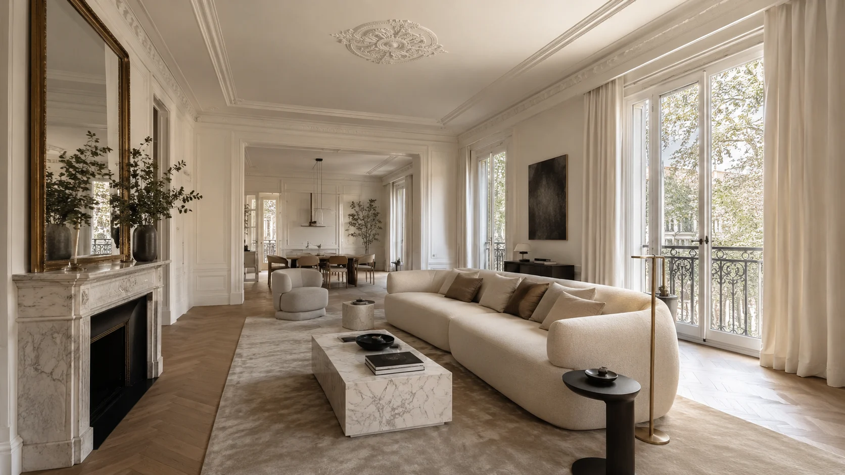 Elegant off-market apartment living room in Madrid